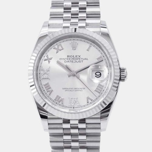 Rolex Silver 18k White Gold Stainless Steel Datejust 126234 Automatic Men's Wristwatch 36 mm - Rolex - Modalova