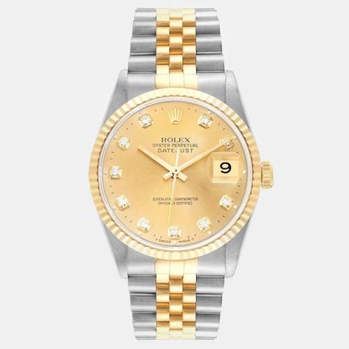 Rolex Datejust Champagne Diamond Dial Steel Yellow Gold Men's Watch 36.0 mm - Rolex - Modalova