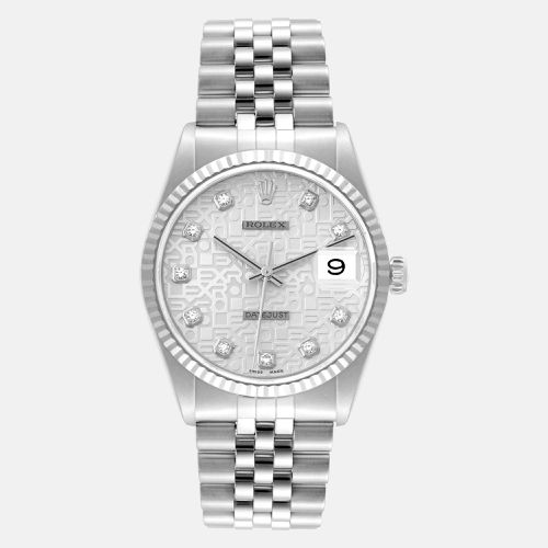 Rolex Datejust Steel White Gold Anniversary Diamond Dial Men's Watch 36.0 mm - Rolex - Modalova