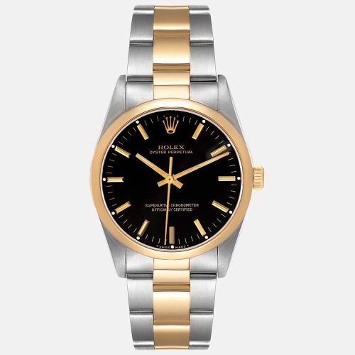 Rolex Oyster Perpetual Steel Yellow Gold Black Dial Men's Watch 34.0 mm - Rolex - Modalova