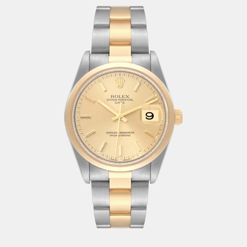 Rolex Date Steel Yellow Gold Champagne Dial Men's Watch 34 mm - Rolex - Modalova