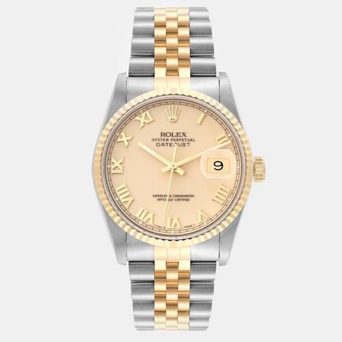 Rolex Datejust Steel Yellow Gold Ivory Roman Dial Men's Watch 16233 36 mm - Rolex - Modalova