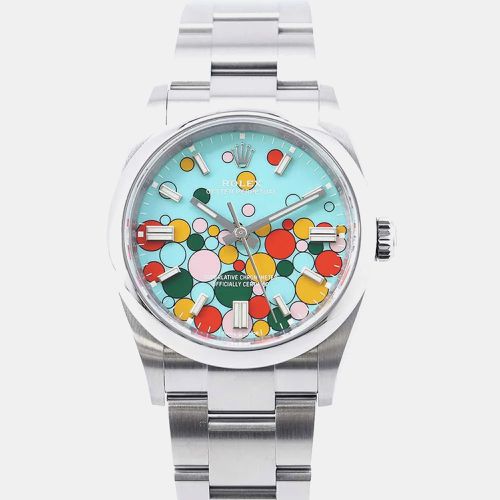 Rolex Turquoise Stainless Steel Oyster Perpetual Automatic Men's Wristwatch 36 mm - Rolex - Modalova