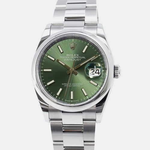 Rolex Green Stainless Steel Datejust Automatic Men's Wristwatch 36 mm - Rolex - Modalova