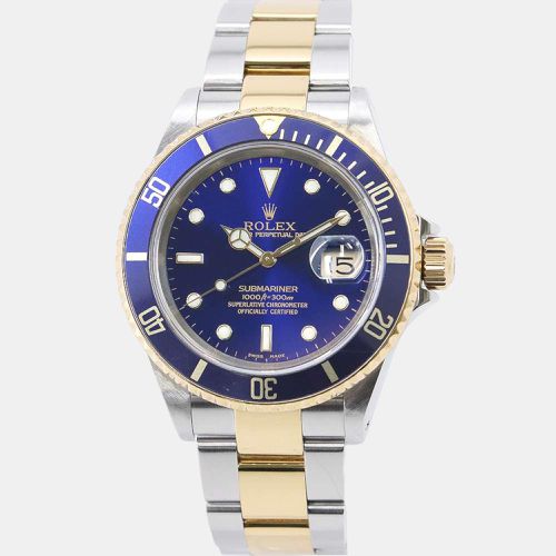 Rolex Blue 18k Yellow Gold Stainless Steel Submariner 16613 Automatic Men's Wristwatch 40 mm - Rolex - Modalova