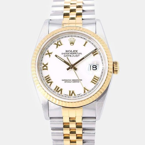 Rolex White 18k Yellow Gold Stainless Steel Datejust 16233 Automatic Men's Wristwatch 36 mm - Rolex - Modalova