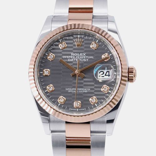 Rolex Grey Diamond 18k Rose Gold Stainless Steel Datejust Automatic Men's Wristwatch 36 mm - Rolex - Modalova