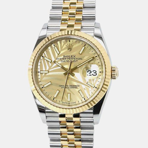 Rolex Champagne 18k Yellow Gold Stainless Steel Datejust 126233 Automatic Men's Wristwatch 36 mm - Rolex - Modalova