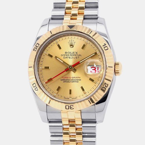 Rolex Champagne 18k Yellow Gold Stainless Steel Datejust Automatic Men's Wristwatch 36 mm - Rolex - Modalova