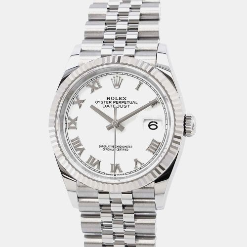 Rolex White 18k White Gold Stainless Steel Datejust Automatic Men's Wristwatch 36 mm - Rolex - Modalova