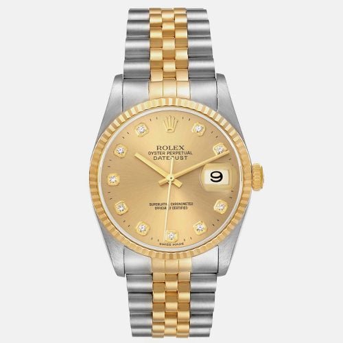 Rolex Datejust Steel Yellow Gold Diamond Dial Men's Watch 16233 36 mm - Rolex - Modalova