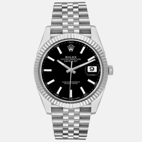 Datejust 41 Steel White Gold Dial Mens Watch 126334 - Rolex - Modalova