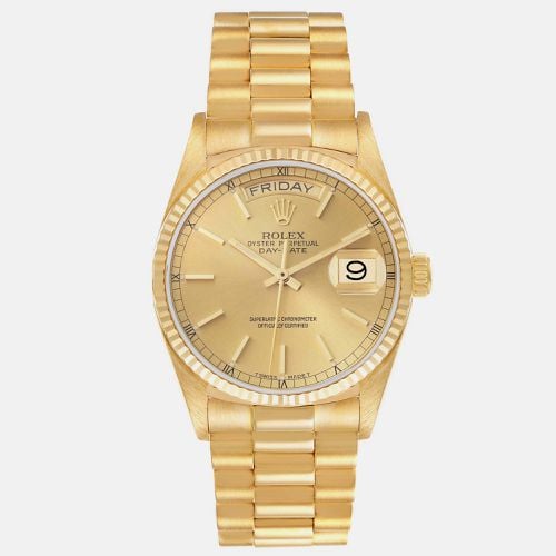 Rolex President Day-Date Yellow Gold Champagne Dial Mens Watch 18038 - Rolex - Modalova