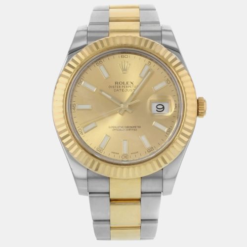 Rolex Champagne 18K Yellow Gold Stainless Steel Datejust II 116333 Automatic Men's Wristwatch 41mm - Rolex - Modalova