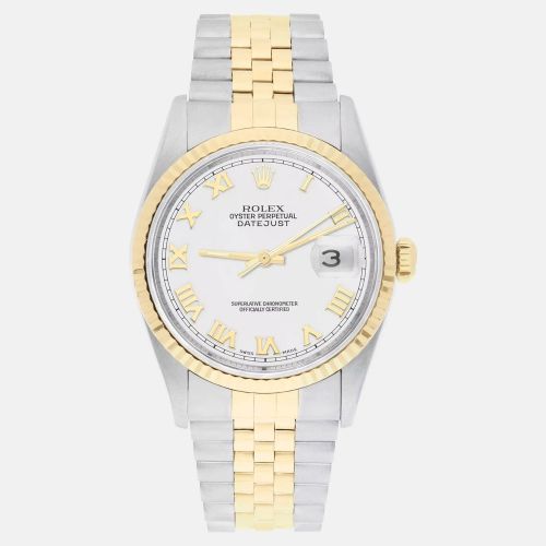 Rolex Datejust 16233 Automatic White 18k Yellow Gold Stainless Steel Men's Wristwatch 36 mm - Rolex - Modalova