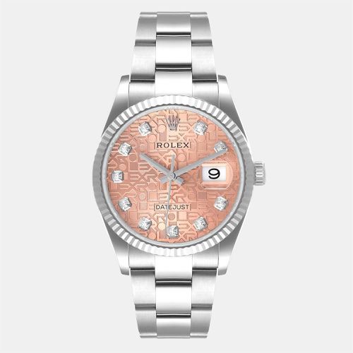 Diamonds 18K White Gold And Stainless Steel Datejust 126234 Automatic Men's Wristwatch 36 mm - Rolex - Modalova