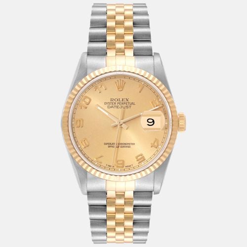 Rolex Datejust Steel Yellow Gold Champagne Arabic Dial Men's Watch 16233 36 mm - Rolex - Modalova