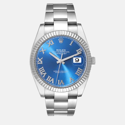 Rolex Datejust Steel White Gold Blue Roman Dial Men's Watch 126334 41 mm - Rolex - Modalova