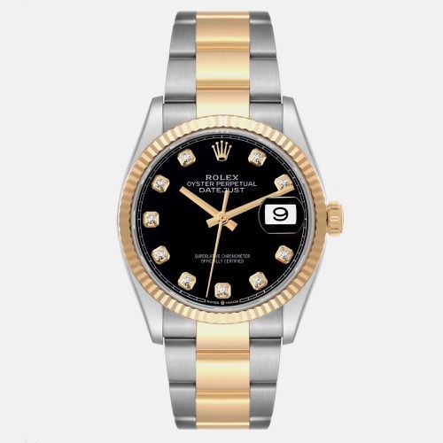 Rolex Datejust Steel Yellow Gold Black Diamond Dial Mens Watch 126233 36 mm - Rolex - Modalova