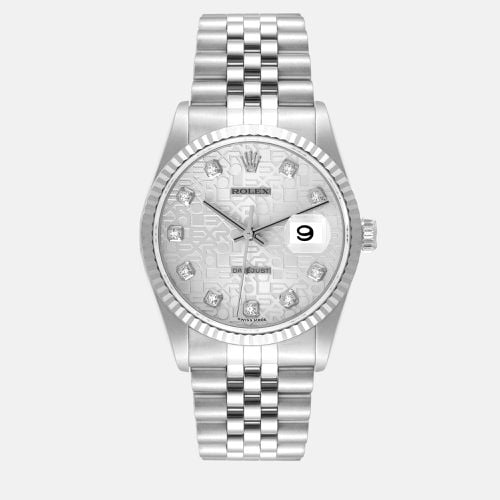 Rolex Datejust Steel White Gold Silver Anniversary Diamond Dial Mens Watch 16234 - Rolex - Modalova