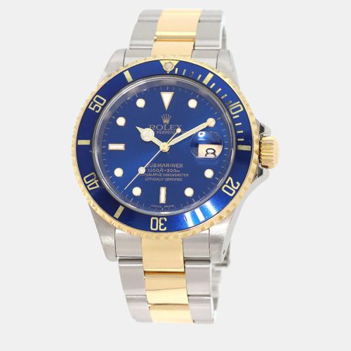 Rolex Blue 18k Yellow Gold Stainless Steel Submariner 16613 Automatic Men's Wristwatch 40 mm - Rolex - Modalova