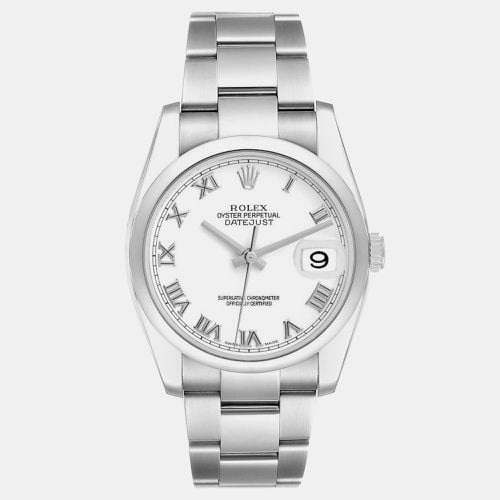 Rolex Datejust White Roman Dial Steel Mens Watch 116200 36 mm - Rolex - Modalova