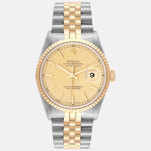 Rolex Datejust Steel Yellow Gold Champagne Linen Dial Men's Watch 36 mm - Rolex - Modalova