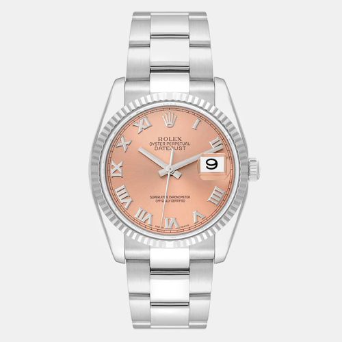 Datejust Steel White Gold Salmon Roman Dial Men's Watch 36 mm - Rolex - Modalova