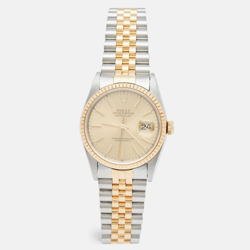 Rolex Champagne 18k Yellow Gold Stainless Steel Datejust 16233 Men's Wristwatch 36 mm - Rolex - Modalova