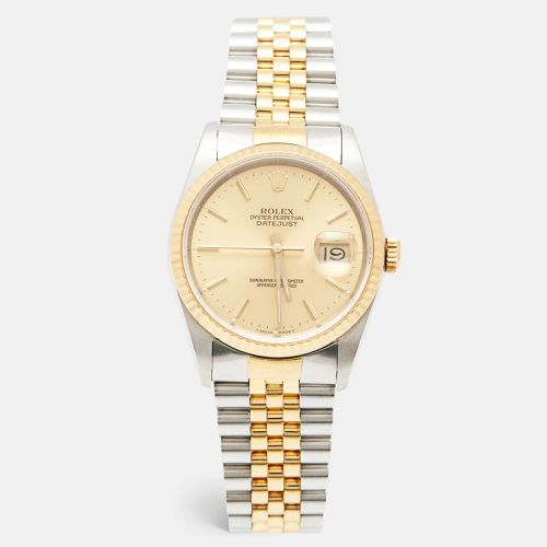 Rolex Champagne 18k Yellow Gold Stainless Steel Datejust 16233 Men's Wristwatch 36 mm - Rolex - Modalova