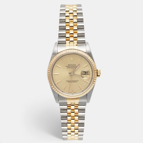 Rolex Champagne 18k Yellow Gold Stainless Steel Datejust 16233 Men's Wristwatch 36 mm - Rolex - Modalova