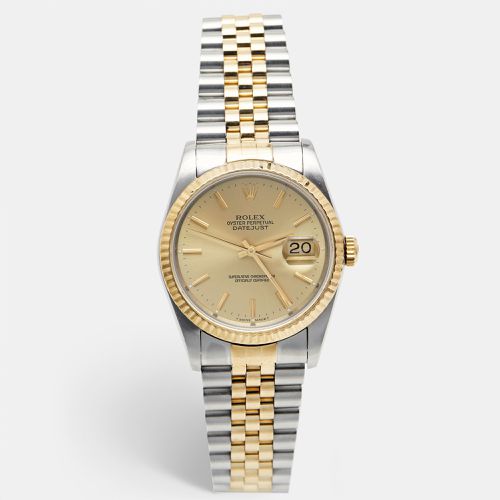 Rolex Champagne 18k Yellow Gold Stainless Steel Datejust 16233 Men's Wristwatch 36 mm - Rolex - Modalova