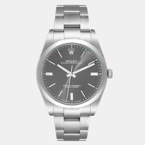 Oyster Perpetual Rhodium Dial Steel Men's Watch 39 mm - Rolex - Modalova