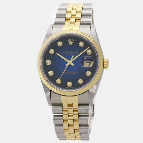 Diamond 18k Yellow Gold Stainless Steel Datejust 16233 Automatic Men's Wristwatch 36 mm - Rolex - Modalova