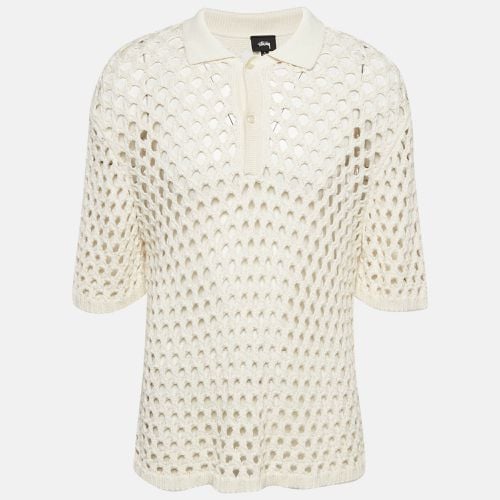 Stussy Off White Crochet Knit Sheer Polo T-Shirt L - Stussy - Modalova