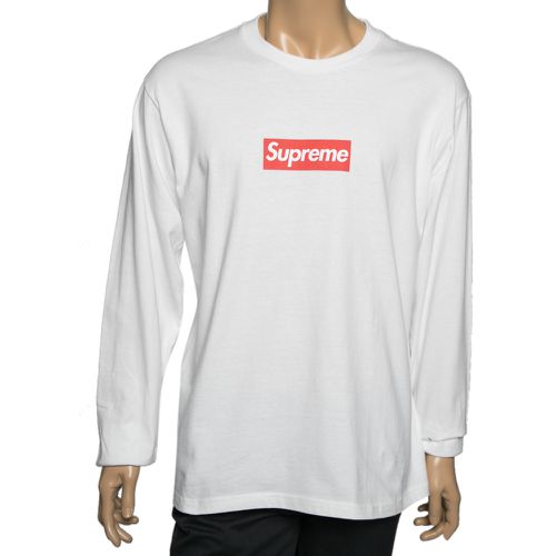 Supreme White Cotton Logo Printed Crew Neck Long Sleeve T-Shirts L - Supreme - Modalova