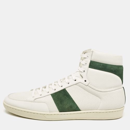 Saint Laurent White/Green Leather and Suede High Top Sneakers Size 44 - Saint Laurent Paris - Modalova