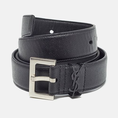 Saint Laurent Black Leather Monogram Buckle Belt 100CM - Saint Laurent Paris - Modalova