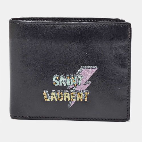 Saint Laurent Black Leather Lightning Bolt Bifold Wallet - Saint Laurent Paris - Modalova