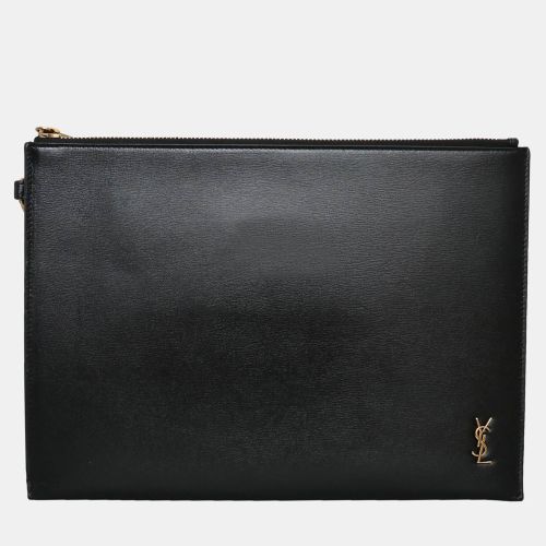 Saint Laurent Black Monogram Leather Clutch - Saint Laurent Paris - Modalova