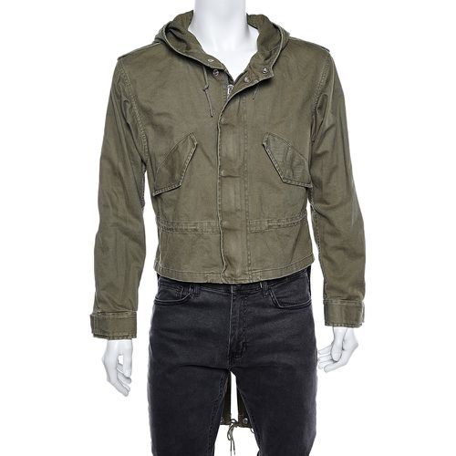 Saint Laurent Military Green Cotton And Linen Hooded Jacket XL - Saint Laurent Paris - Modalova