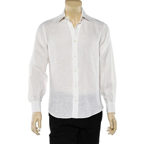 Yves Saint Laurent White Linen Button Front Shirt S - Saint Laurent Paris - Modalova