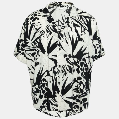 Saint Laurent Monochrome Jungle Print Crepe De Chine Short Sleeve Shirt XXL - Saint Laurent Paris - Modalova