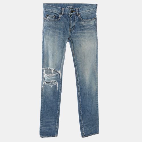 Saint Laurent Paris Blue Denim Distressed Skinny Jeans S/Waist 31" - Saint Laurent Paris - Modalova