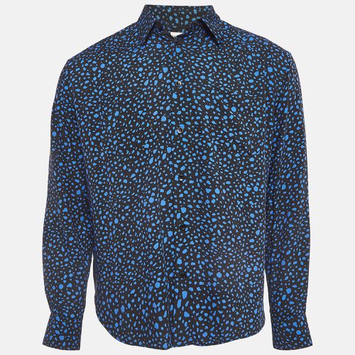 Saint Laurent Black & Blue Abstract Print Crepe Shirt M - Saint Laurent Paris - Modalova