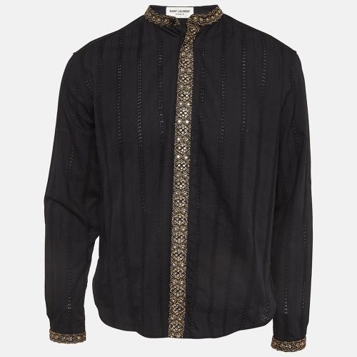 Saint Laurent Black Striped Cotton Embellished Shirt M - Saint Laurent Paris - Modalova