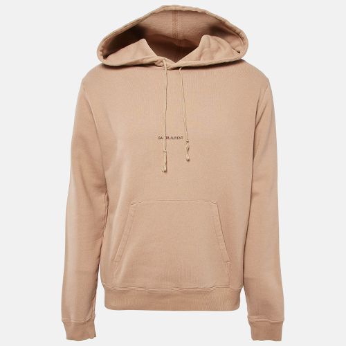 Saint Laurent Beige Logo Print Cotton Knit Hoodie L - Saint Laurent Paris - Modalova