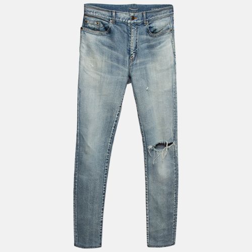 Saint Laurent Blue Washed & Distressed Jeans L (Waist 34) - Saint Laurent Paris - Modalova