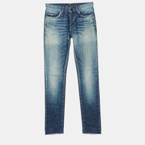 Saint Laurent Paris Blue Washed & Distressed Denim Jeans S Waist 32" - Saint Laurent Paris - Modalova