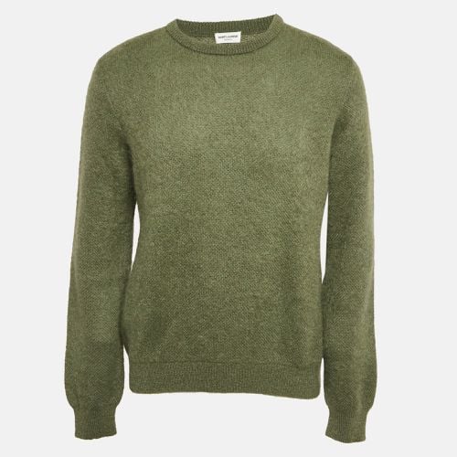 Saint Laurent Paris Green Mohair Knit Crew Neck Sweater XXL - Saint Laurent Paris - Modalova